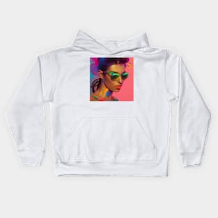 80's and Retro Girl With Sunglasses Kids Hoodie